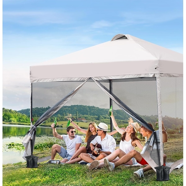 Canopy Tent 10x10 Sunshade Shelter Pop Up Gazebo with UPF 50 Detachable Mesh Wall Portable Event Tent with Roller Carry Bag On Sale Bed Bath Beyond 39902604